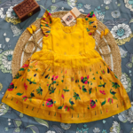 Traditional Yellow Paithani Baby Girl Frock | Girl's Ethnic Wear