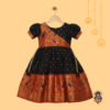 Girls Classic Black Semi Silk Makar Sankranti Special Ethnic Paithani Frock