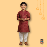 Boys Maroon Printed Kurta with White Pajama | Makar Sankranti Special Ethnic Wear | KanyaKala