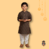 Boys Black Maroon Printed Cotton Kurta with White Pajama | Kids Ethnic Wear | Kanyakala