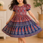 Ajrakh_Red_Blue Frock