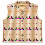 Kids Gold Peacock Brocade Ethnic Jacket