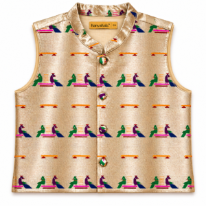 Kids Gold Peacock Brocade Ethnic Jacket